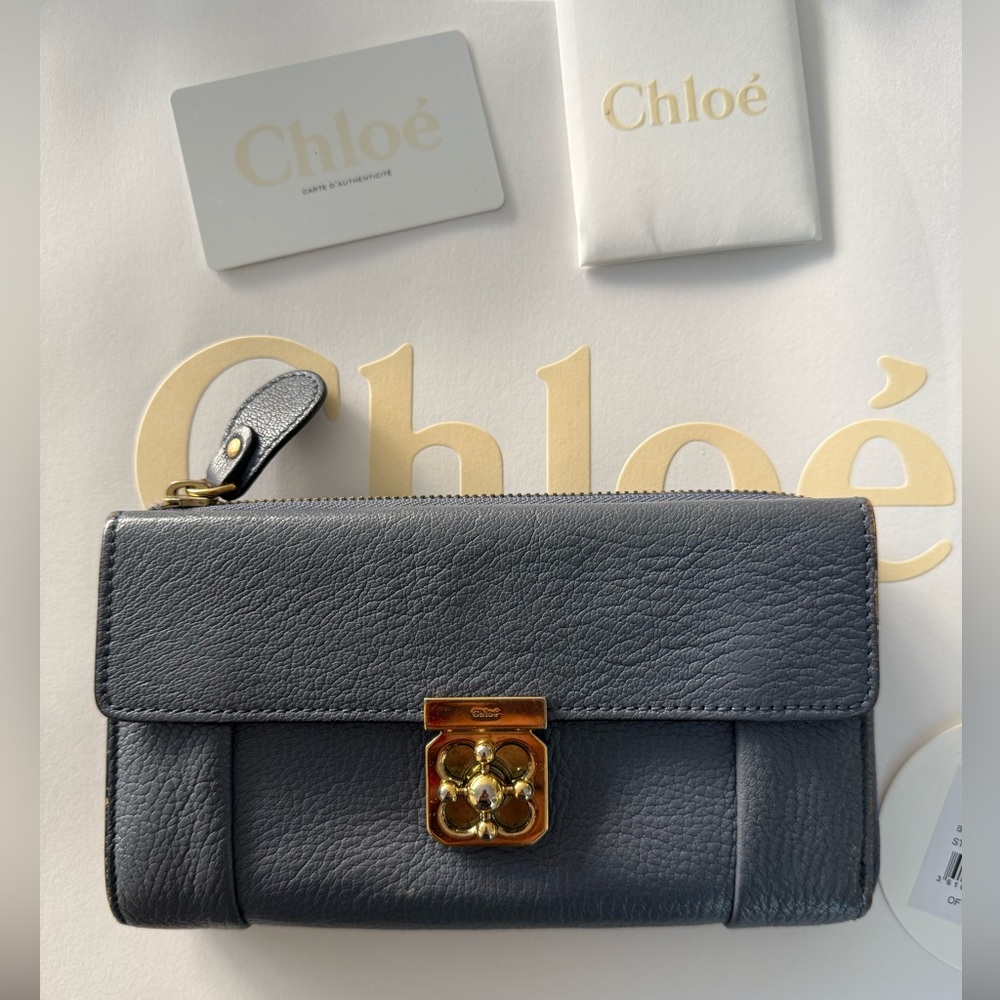 Chloe Long Wallet Leather  L Shape Zipper Turn Lock